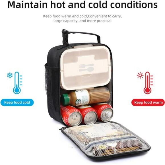 Large insulated lunch bag for men women portable cooler tote for work picnic tra - Picture 6 of 8